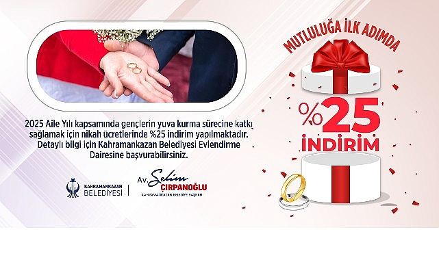 Kahramankazan’da Genç Çiftlere Destek: Nikah Ücretlerinde %25 İndirim Uygulaması Başladı