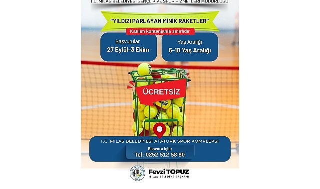 Milas’ta Miniklere Tenis Kursu: Ücretsiz Kayıt Başladı