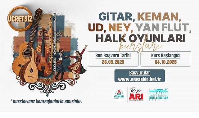 Nevşehir Belediyesi Güzel Sanatlar Merkezi’nde Ücretsiz Müzik ve Halk Oyunları Kursları için Kayıt Başladı