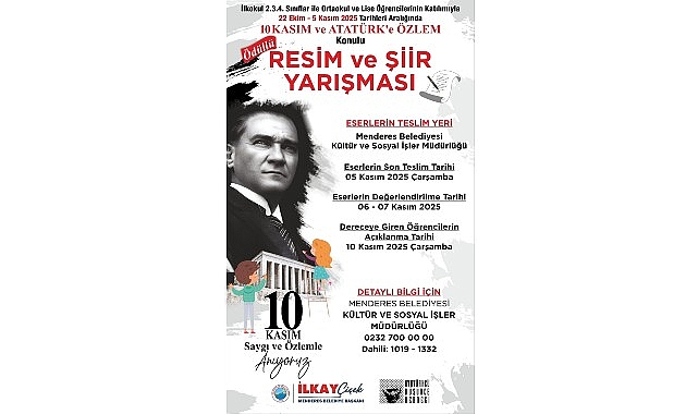 10 Kasım ve Atatürk’e Özlem: Resim ve Şiir Yarışması duyurusu