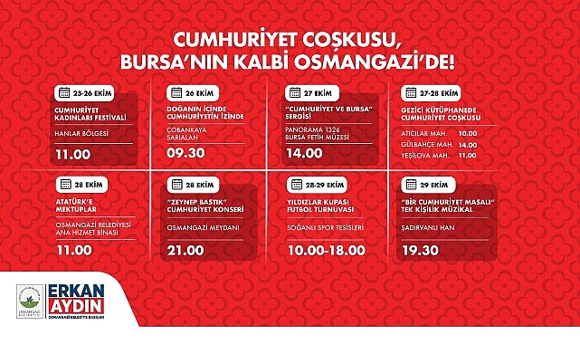 Osmangazi’de Cumhuriyet Bayramı İçin Yoğun ve Renklı Program