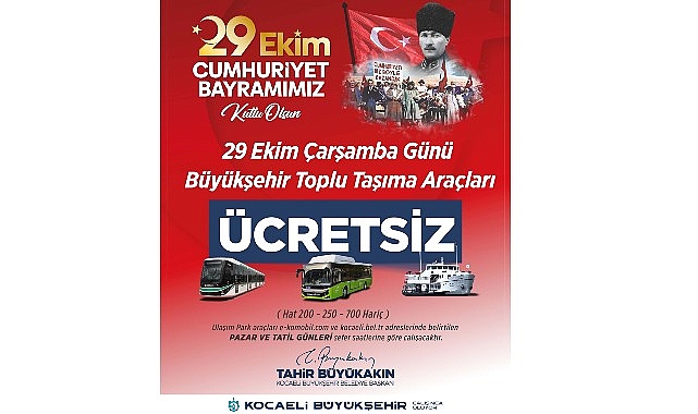 29 Ekim Cumhuriyet Bayramı’nda Ulaşım Ücretsiz: Şehir İçinde Kolay ve Konforlu Yolculuk