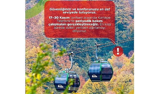 Kartepe Teleferik İçin Bakım Dönemi: 14 Gün Boyunca Kapalı