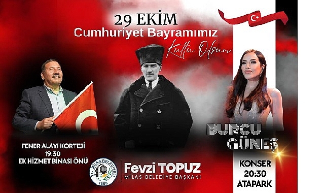 Milas’ta Cumhuriyet Bayramı Coşkusu: Fener Alayı ve Burcu Güneş ile Kutlama
