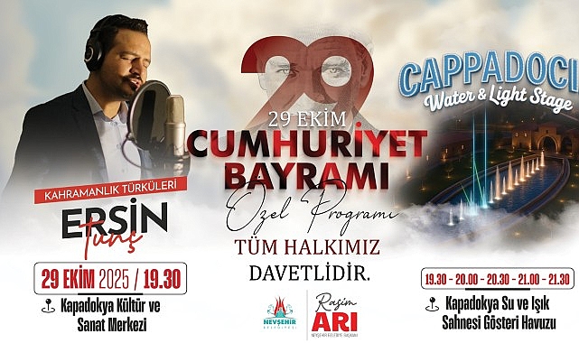 Nevşehir’de Cumhuriyet Bayramı İçin Kapadokya Gösteri Havuzu ve Kahramanlık Türküleri Konseri