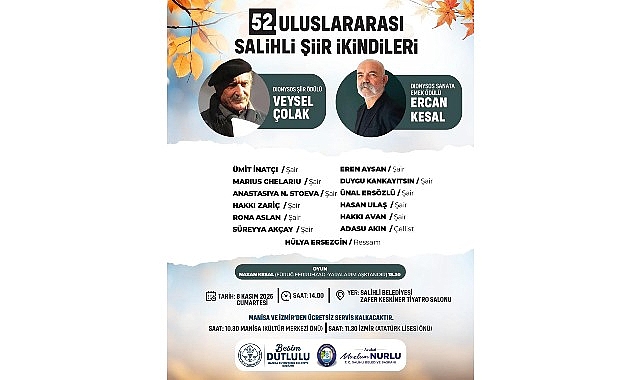 Şiir İkindileri 52. Buluşması: Salihli’de Edebiyat ve Kültür Şöleni 8 Kasım 2025