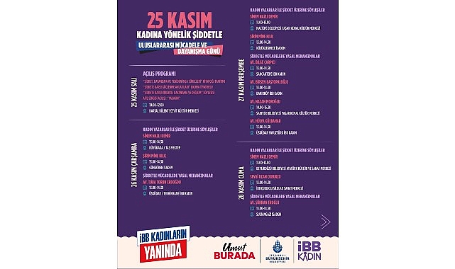 İBB’nin Kadına Yönelik Şiddete Karşı Uluslararası Mücadele Günü Etkinlikleri: 39 İl, 242 Aktiviteyle Devam Ediyor