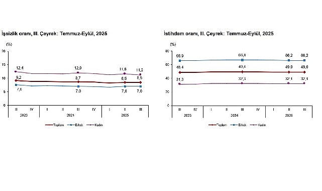 Türkiye İşgücü Göstergeleri: 2025 III. Çeyrek Mevsimsel Düzeyde İstihdam ve İşsizlik Verileri