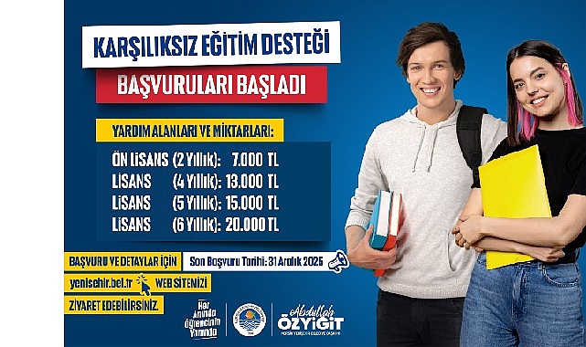 Yenişehir Belediyesi Karşılıksız Eğitim Desteği Başvuruları Başladı 2025-2026 Dönemi