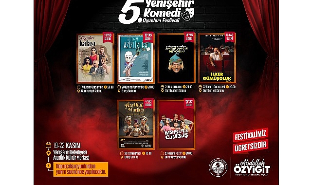 Yenişehir’de 5. Komedi Oyunları Festivali Başladı: Ücretsiz Gösterimler ve Aile Dostu İçerikler