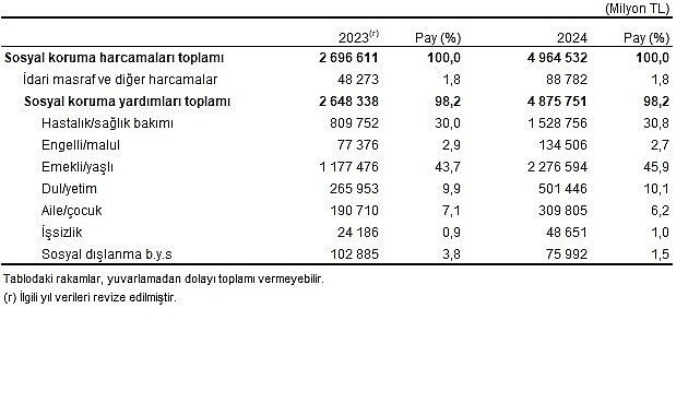 Türkiye’de 2024 Sosyal Koruma Harcamaları ve Payları: İçerik Özeti