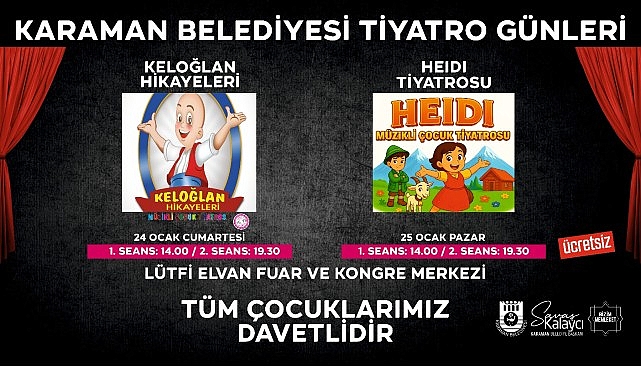 Karaman Belediyesi’nden Yarıyıl Şenliği: Çocuklara Ücretsiz Tiyatro Keyfi