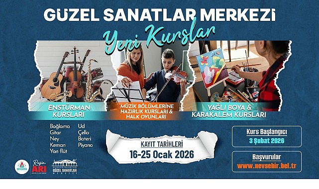 Nevşehir’de Ücretsiz Kurs Başvuruları Başladı: Çocuk ve Gençler İçin Enstrüman, Resim, Halk Oyunları ve Hazırlık Kursları