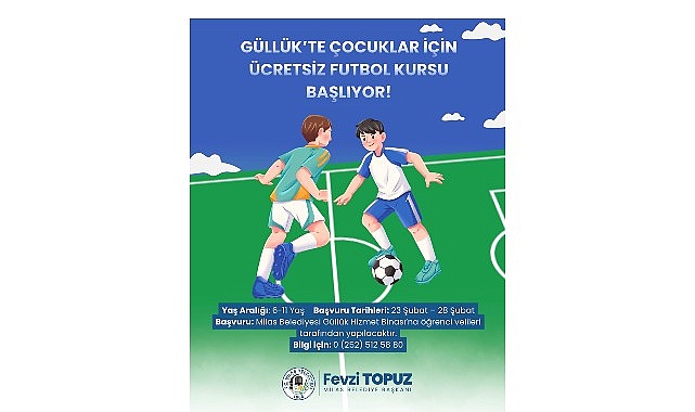 Milas ilçesinde ücretsiz çocuk futbol kursları Güllük’te başlıyor