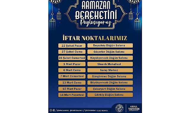 Saray’da Ramazan Iftar Programları ve Belediye Başkana Dair Mesaj