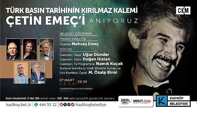 Kadıköy’de Çetin Emeç Anma Programı: Anı ve Belgesel ile Söyleşi Gecesi
