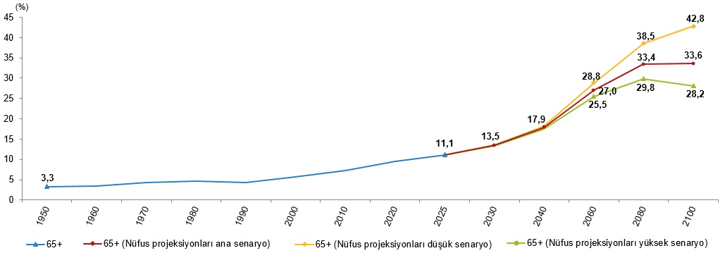 Türkiye’de Yaşlı Nüfusun Dinamikleri ve Toplumsal Etkileri (1950-2100) - Güncel Verilerle Yeniden Yorum