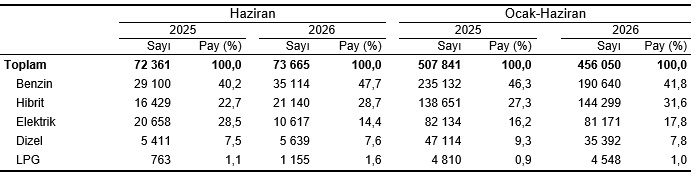 Haziran 2026 Taşıt Trafik Verileri Özeti ve Dağılım Analizi