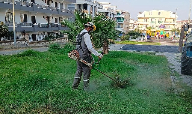 Didim’in Yeşil Alanlarında Ot Biçme ve Budama Çalışmaları Sürüyor