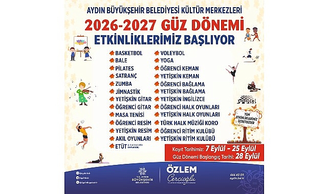 Güz Dönemi Etkinlikleriyle Aydın’da Ücretsiz Kültür-Sanat ve Spor Programı Başladı